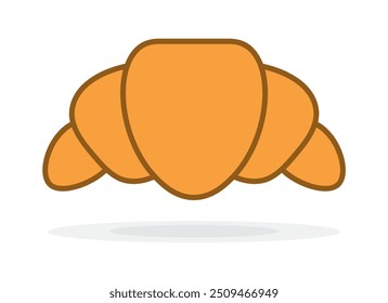 Croissant vector illustration isolated on white background. French Croissant colorful icon. Flat food solid icon design. Icon for infographic, packaging label, food app website and bistro.