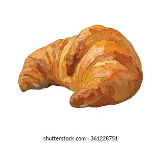 Croissant, vector illustration on  white background