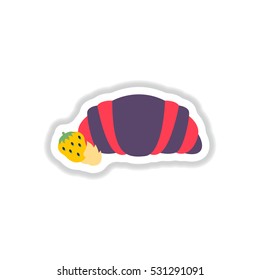 croissant Vector illustration in paper sticker style strawberry chocolate croissant
