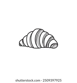 Imagen de Vector de croissant, ilustración de croissant, Imagen de Vector de pastelería, Imagen de Vector de croissant, Vector blanco y negro de pastelería.