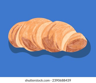 Ilustración aislada del vector croissant. Bollería casera de hojaldre.