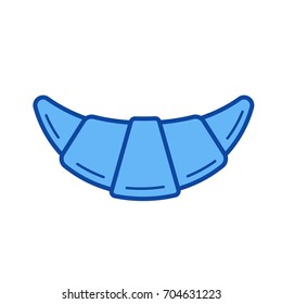 Croissant vector line icon isolated on white background. Croissant line icon for infographic, website or app. Blue icon designed on a grid system.