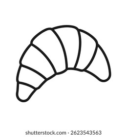 Icono del contorno del Vector del cruasán, estilo del arte de la línea del Vector