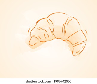 Croissant vector,  Croissant painting vintage 