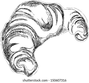 Croissant vector sketch, handmade drawing