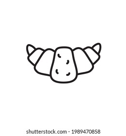 Icono de esbozo de vector croissant aislado en el fondo.Icono de croissant. Iconos de bosquejo croissant para una infografía, sitio web o aplicación. El croissant en línea de arte.