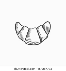 Ícone de esboço vetorial Croissant isolado em fundo. Ícone Croissant desenhado à mão. Ícone de esboço do Croissant para infográfico, site ou aplicativo.