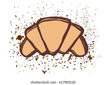 Croissant vector sketch icon isolated on background