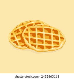 Croissant Waffle Croffle Vector Illustration