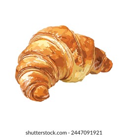 croissant in white background with watercolor style