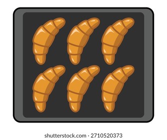 Croissants en bandeja para hornear o bandeja para hornear Icono simple, Ilustración vectorial 