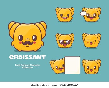 croissants cartoon. food vector illustration with different expressions