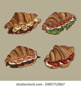 Croissants con diferentes rellenos