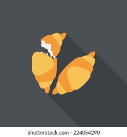 croissants flat icon with long shadow,eps10