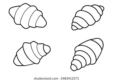 Croissants line art featuring sleek monoline bakery designs