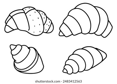 Croissants line art presenting delicate croissant illustrations