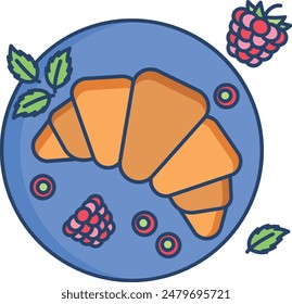 Croissants linear color vector illustration