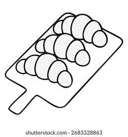 Croissants on Cutting Board Vector outline on white background