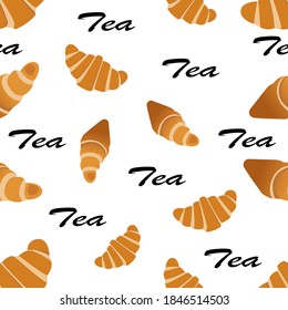 El fondo de los cruasanes es fluido. Ilustración vectorial aislada en un fondo beige. Textura para tejidos, textiles, menús, embalajes, sitios web, etc.