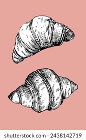 Croissants set, hand drawn sketch, vector illustration 