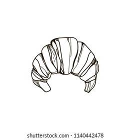 Croissant.Vector hand drawn croissant icon badge bakery for design menu cafe, label and packaging.