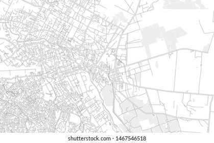 Croix-des-Bouquets, Ouest, Haiti, bright outlined vector map with bigger and minor roads and streets created for infographic backgrounds.