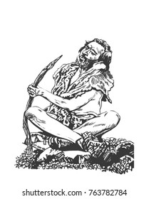 Cro-Magnon at work. Graphic sketch. 
In the same portfolio there is a color image. svg