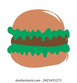 cromboloni, burger, donut isolated on white background. stock food. Set of cakes. Vector for postcards and stickers