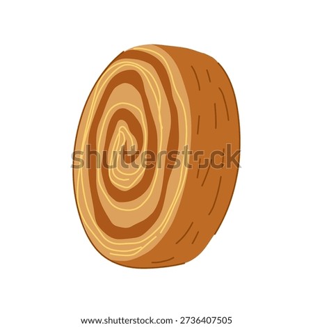 Cromboloni cake illustration showcasing a delectable rolled pastry texture with a distinctive spiral pattern, representing a sweet bakery treat perfect for dessert or a snack