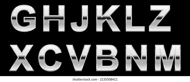 crome letters alphabet collection set retro illustration in vector dformat