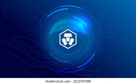 Cronos (CRO) coin cryptocurrency concept banner background.