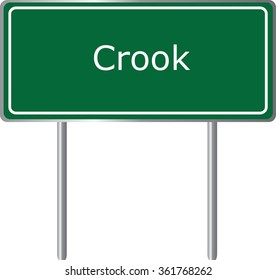 Crook , Colorado , road sign green vector illustration, road table, USA city