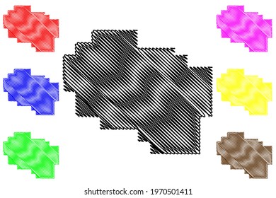 Crook County, Oregon State (U.S. county, United States of America) map vector illustration, scribble sketch Crook map