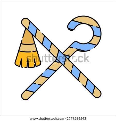 Crook and Flail Flat design style crossed royal staffs symbolizing pharaoh authority ideal for history mythology and heritage designs