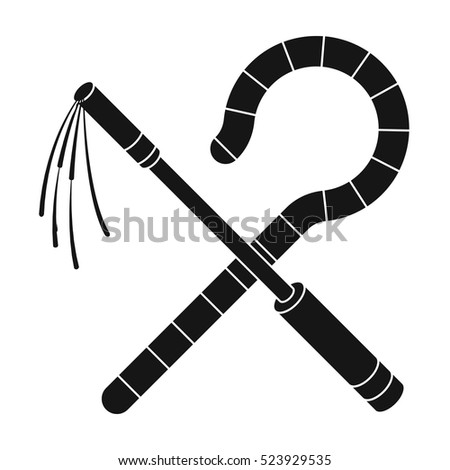 Crook and flail icon in black style isolated on white background. Ancient Egypt symbol stock vector illustration.