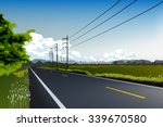 crook road and electric post landscape vector