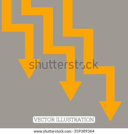 crooked arrows directed down the stairs on a gray background(vector eps10)