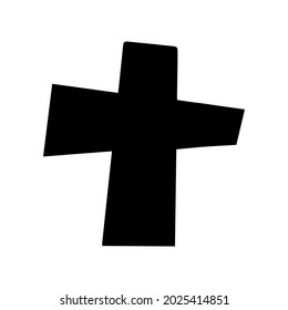 crooked black cross on a white background. vector illustration 