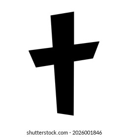 crooked black cross on a white background. vector illustration 