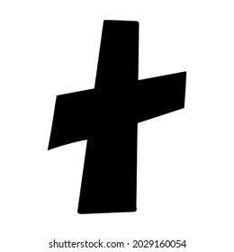crooked black cross on a white background. vector illustration 