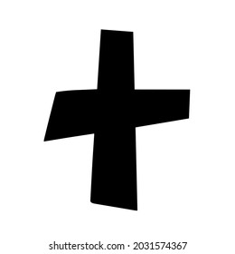 crooked black cross on a white background. vector illustration 