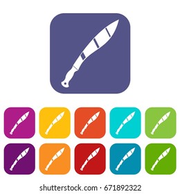 Crooked knife icons set vector illustration in flat style In colors red, blue, green and other