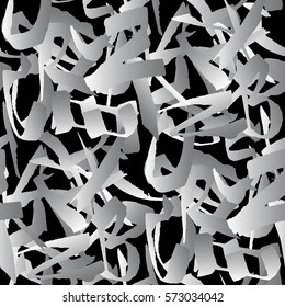 Crooked letters seamless pattern.Monochrome gradient  on black background.