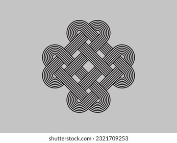 Crooked line. Intertwined pattern. Line design. Abstract love symbol logo. Vector illustration