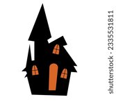 Crooked old cabin vector isolated on white background.