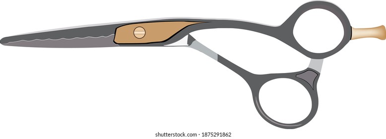 Crooked scissors for haircutting. haircut concept.