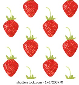 Crooked tasty ripe sweet strawberry. Seamless pattern. Vector Illustration. EPS10