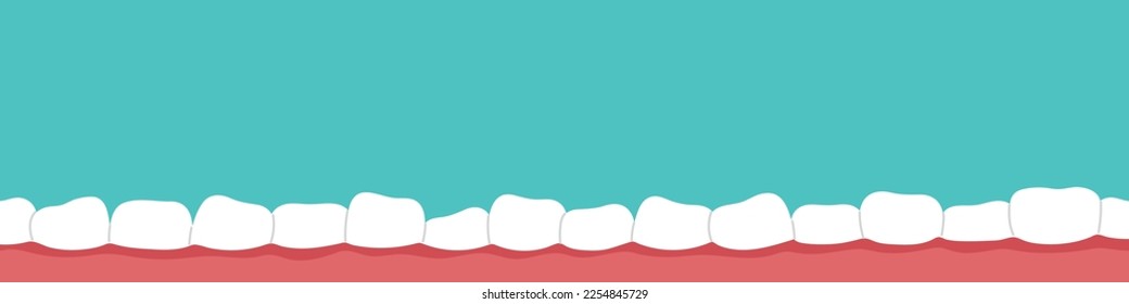 Crooked teeth banner. Malocclusion problem, plaque on the teeth. Dental health concept. Flat vector isolated illustration