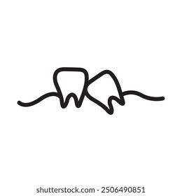 Crooked teeth icon Black line art vector logo