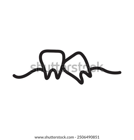 Crooked teeth icon Black line art vector logo